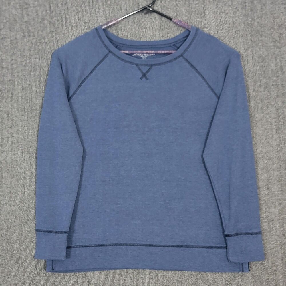 Eddie Bauer Thermal Shirt Mens XL Blue Long Sleeve Outdoor Knit Pullover